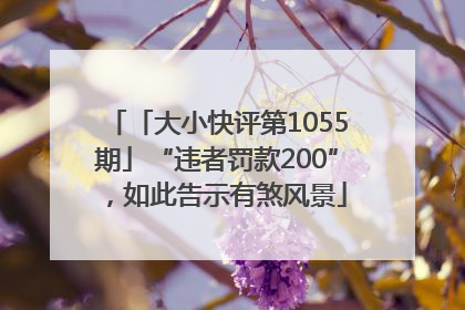 「大小快评第1055期」“违者罚款200”，如此告示有煞风景