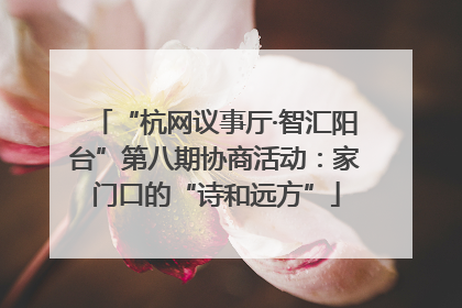 “杭网议事厅·智汇阳台”第八期协商活动：家门口的“诗和远方”