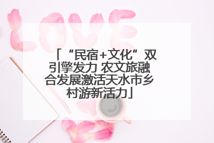 “民宿+文化”双引擎发力 农文旅融合发展激活天水市乡村游新活力