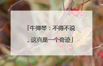 牛弹琴：不得不说，这真是一个奇迹