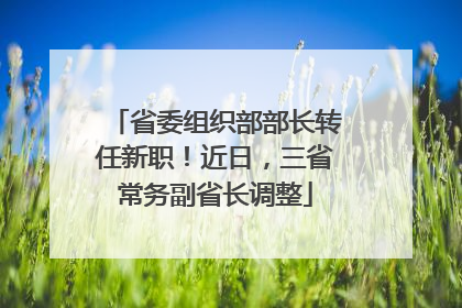 省委组织部部长转任新职！近日，三省常务副省长调整