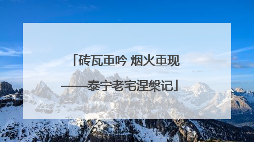 砖瓦重吟 烟火重现——泰宁老宅涅槃记