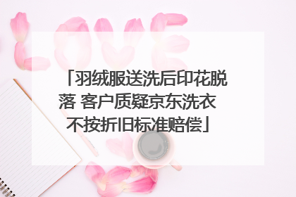 羽绒服送洗后印花脱落 客户质疑京东洗衣不按折旧标准赔偿