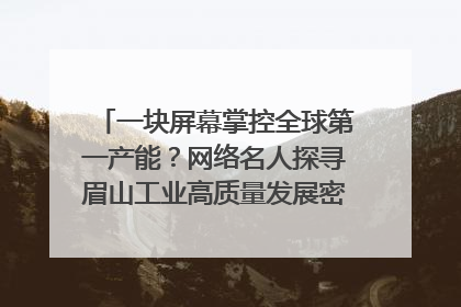 一块屏幕掌控全球第一产能？网络名人探寻眉山工业高质量发展密码｜网络名人四川行