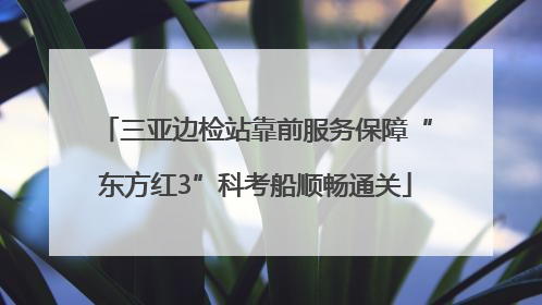 三亚边检站靠前服务保障“东方红3”科考船顺畅通关
