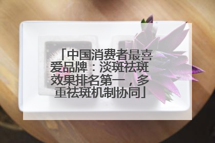 中国消费者最喜爱品牌：淡斑祛斑效果排名第一，多重祛斑机制协同