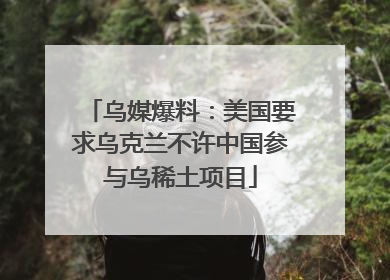 乌媒爆料：美国要求乌克兰不许中国参与乌稀土项目