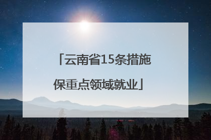云南省15条措施保重点领域就业