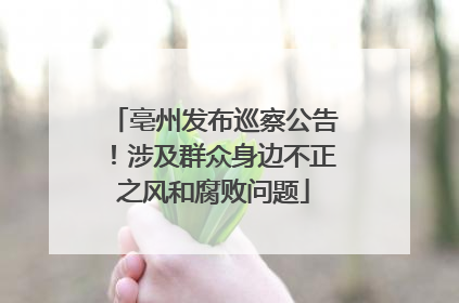 亳州发布巡察公告！涉及群众身边不正之风和腐败问题