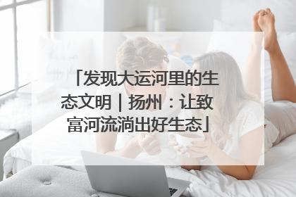 发现大运河里的生态文明｜扬州：让致富河流淌出好生态