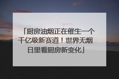 厨房油烟正在催生一个千亿级新赛道！世界无烟日里看厨房新变化