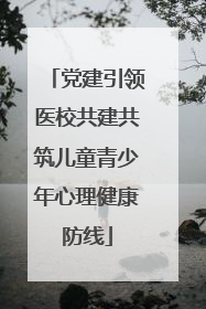 党建引领医校共建共筑儿童青少年心理健康防线