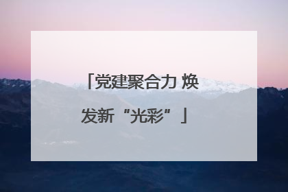党建聚合力 焕发新“光彩”