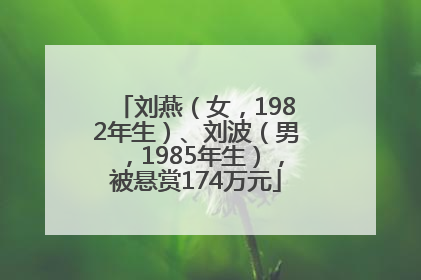 刘燕（女，1982年生）、刘波（男，1985年生），被悬赏174万元