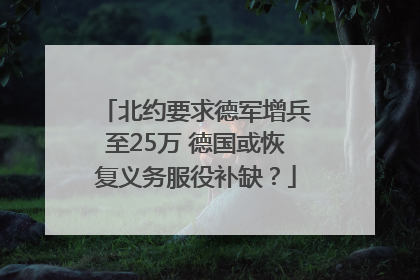 北约要求德军增兵至25万 德国或恢复义务服役补缺？