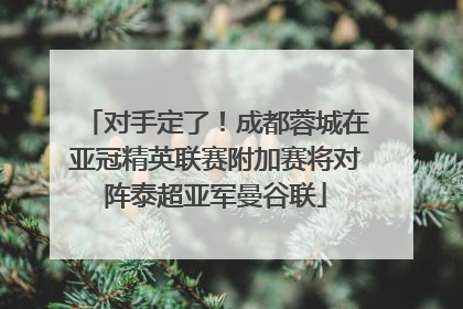 对手定了！成都蓉城在亚冠精英联赛附加赛将对阵泰超亚军曼谷联