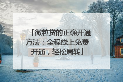 微粒贷的正确开通方法：全程线上免费开通，轻松周转