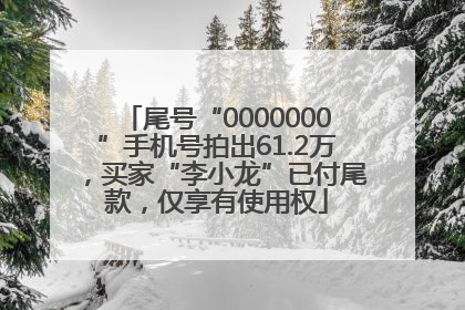 尾号“0000000”手机号拍出61.2万，买家“李小龙”已付尾款，仅享有使用权