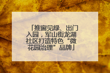 推窗见绿、出门入园，军山街龙湖社区打造特色“微花园治理”品牌