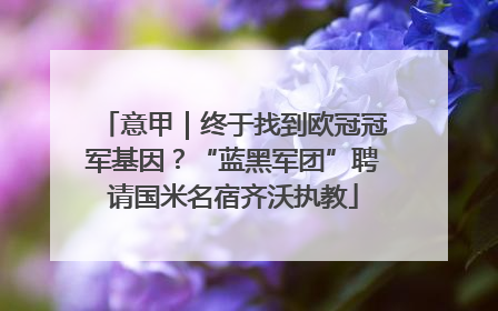 意甲｜终于找到欧冠冠军基因？“蓝黑军团”聘请国米名宿齐沃执教