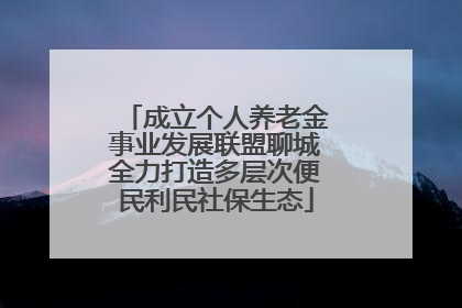 成立个人养老金事业发展联盟聊城全力打造多层次便民利民社保生态