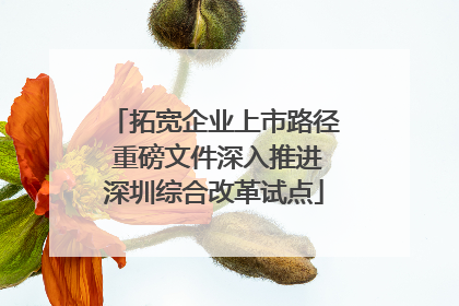拓宽企业上市路径 重磅文件深入推进深圳综合改革试点