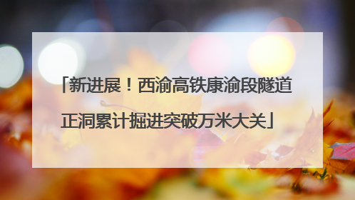 新进展！西渝高铁康渝段隧道正洞累计掘进突破万米大关