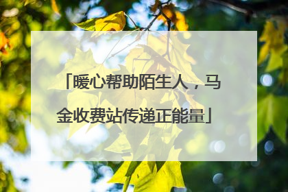 暖心帮助陌生人，马金收费站传递正能量