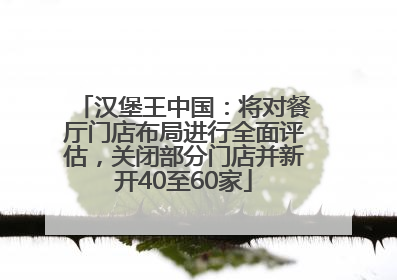 汉堡王中国：将对餐厅门店布局进行全面评估，关闭部分门店并新开40至60家