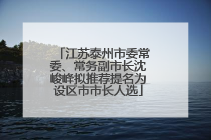 江苏泰州市委常委、常务副市长沈峻峰拟推荐提名为设区市市长人选