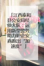 江西泰和县公安局经侦大队：运用新型警务助力护企安商跑出“加速度”