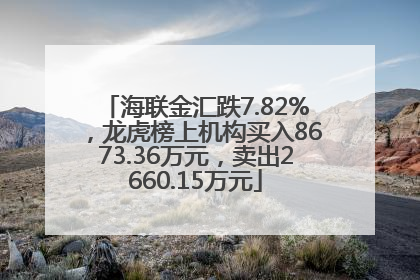 海联金汇跌7.82%，龙虎榜上机构买入8673.36万元，卖出2660.15万元