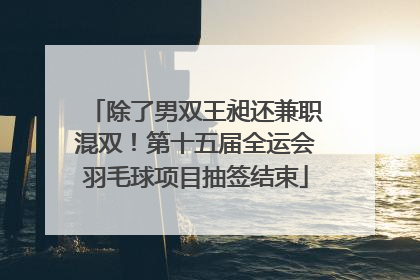 除了男双王昶还兼职混双！第十五届全运会羽毛球项目抽签结束