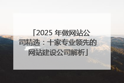 2025 年做网站公司精选：十家专业领先的网站建设公司解析